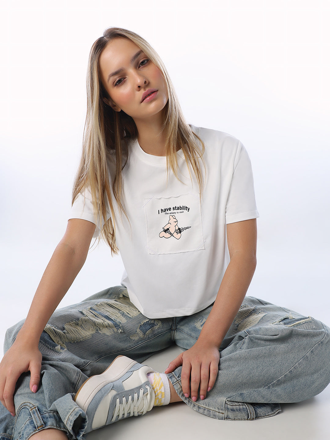 Printed Cropped Boxy Fit T-shirt