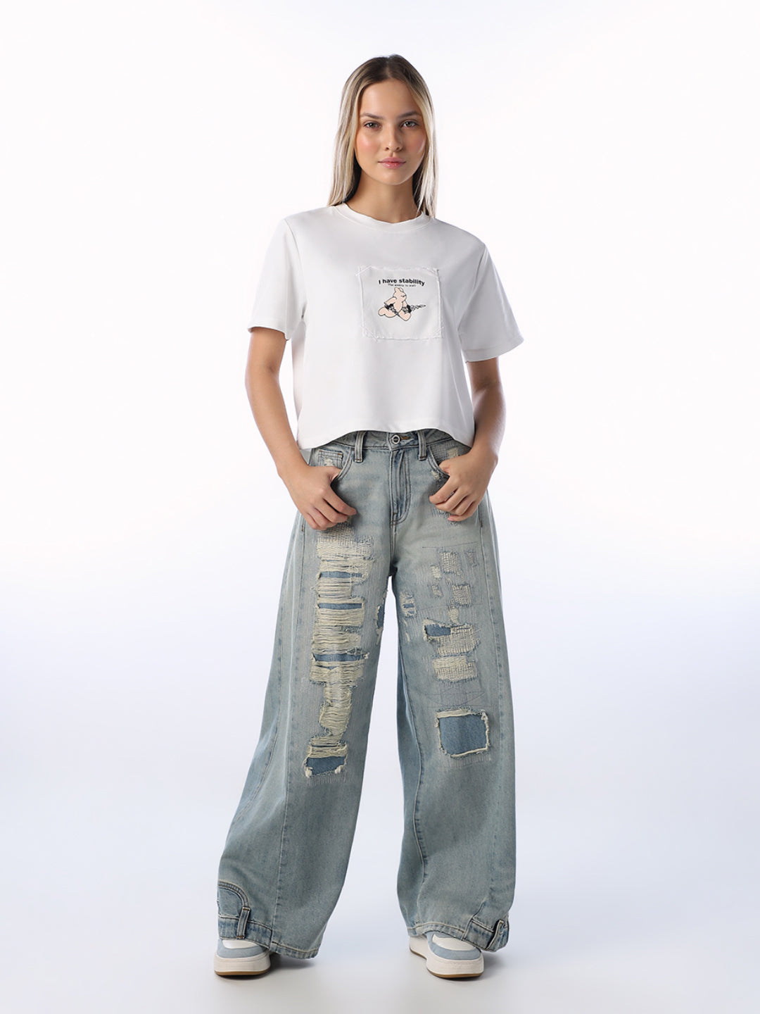 Printed Cropped Boxy Fit T-shirt