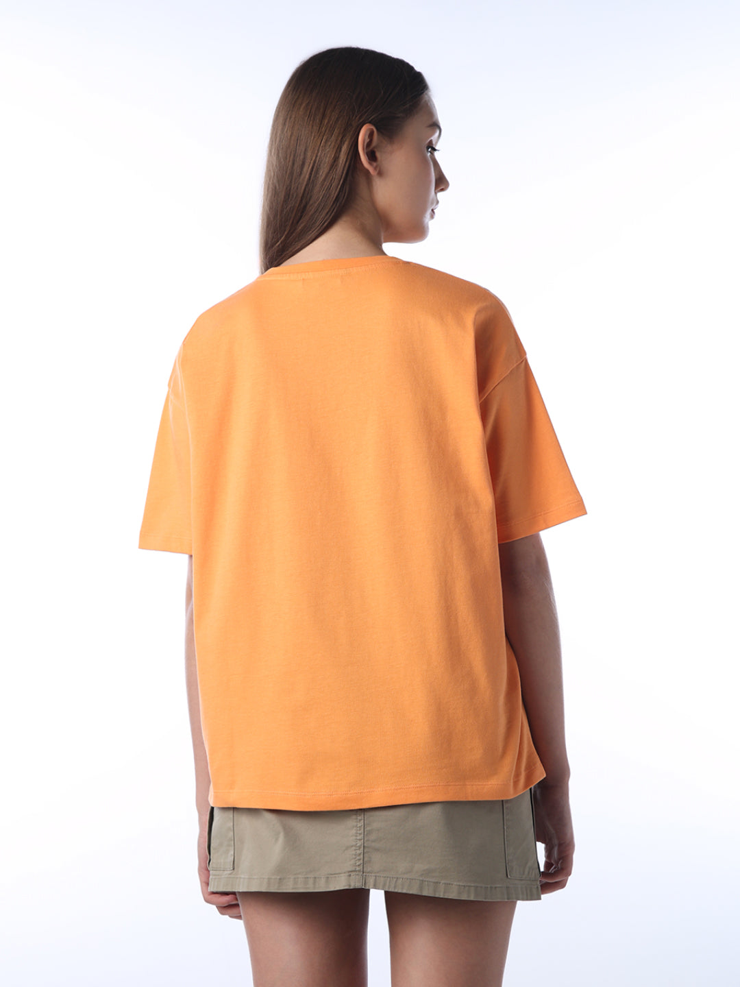 Orange Printed Oversized T-shirt