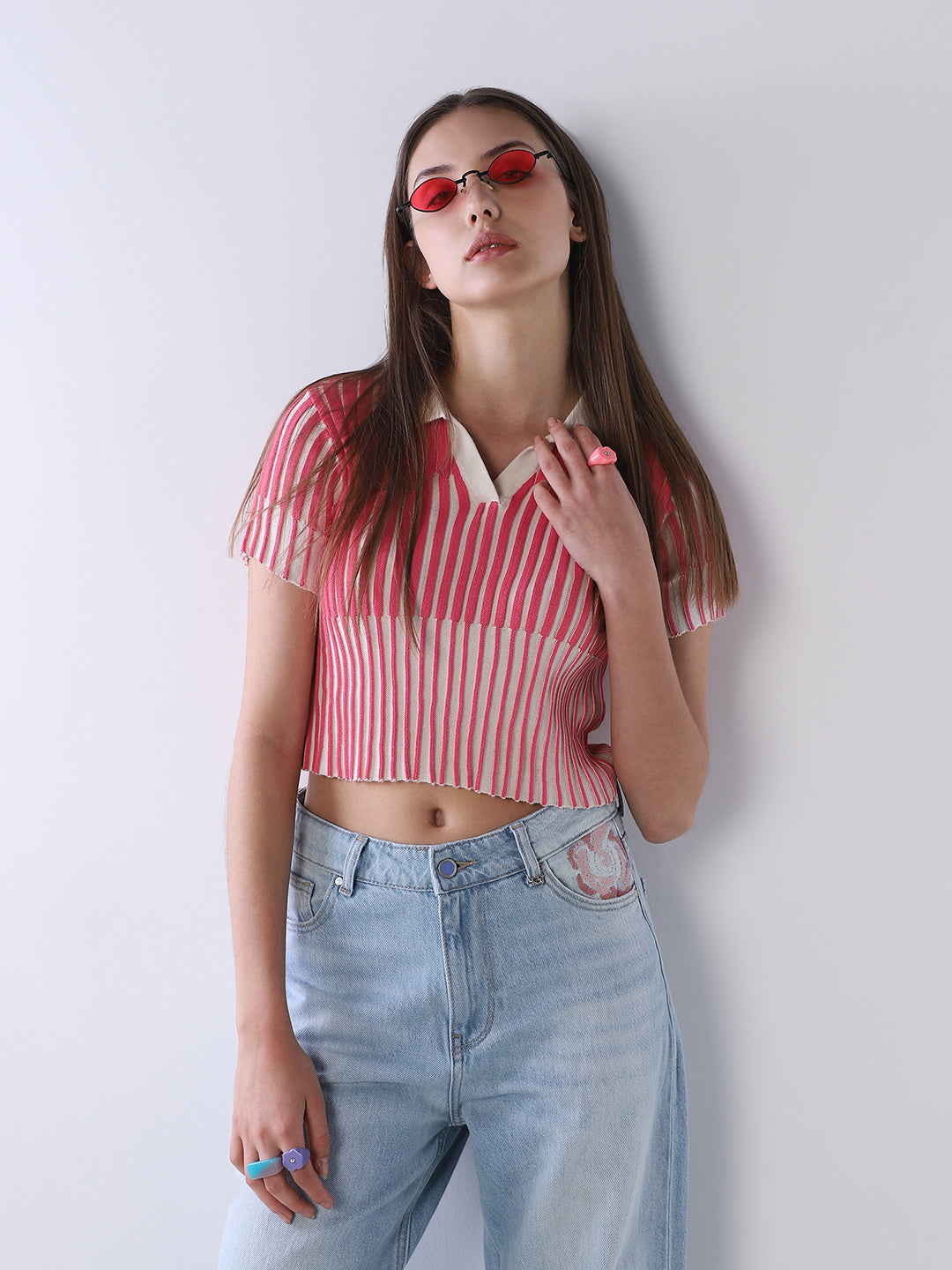 Ribbed Cropped Polo