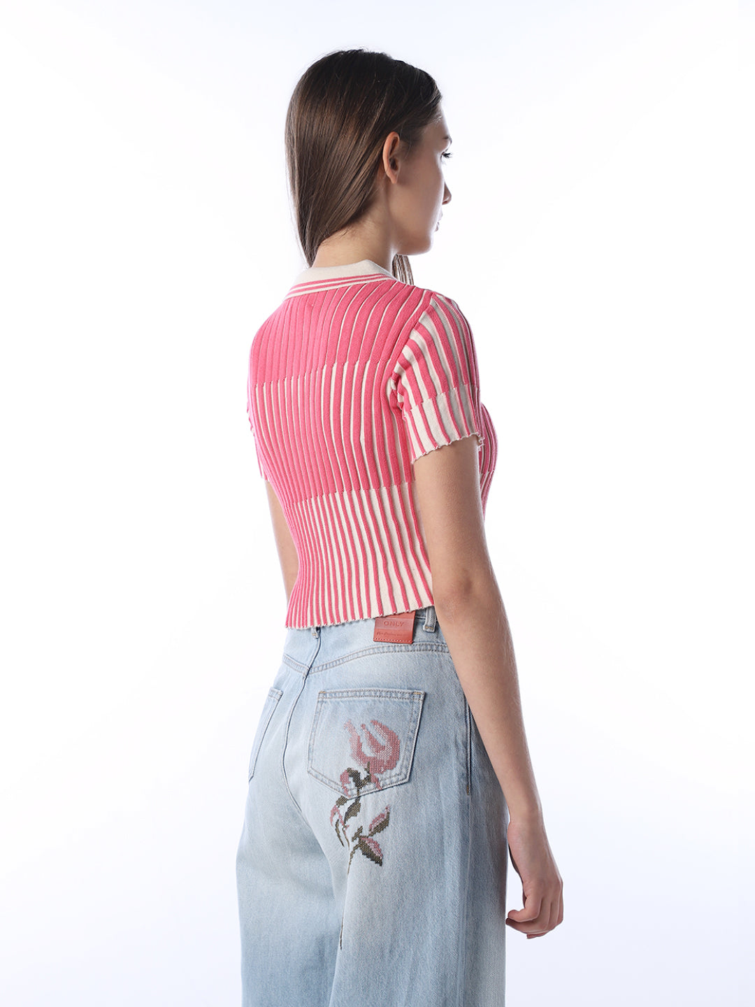 Ribbed Cropped Polo