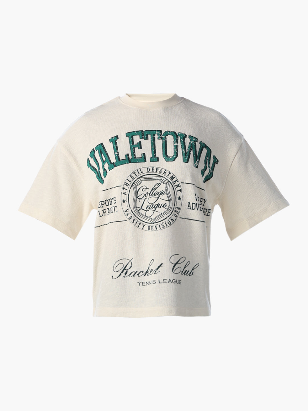 Cream Printed Cotton T-shirt