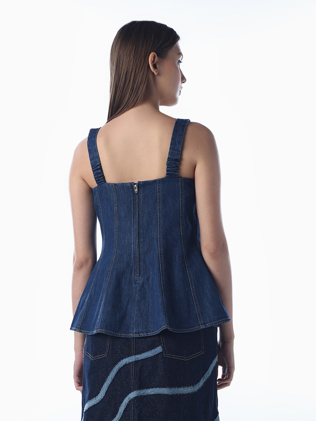 Denim Flared Top