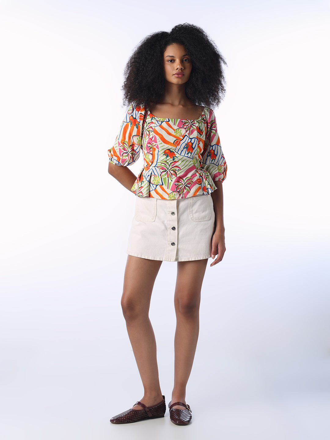 Square Neck Printed Top