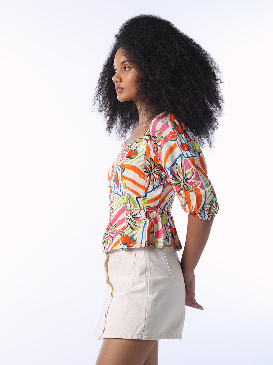 Square Neck Printed Top