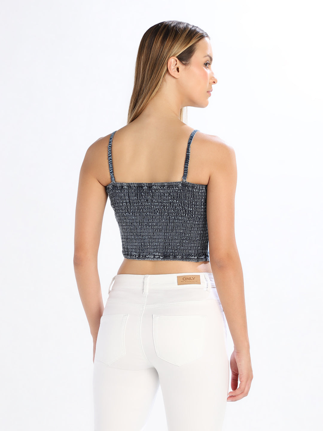 Cropped Strappy Denim Top