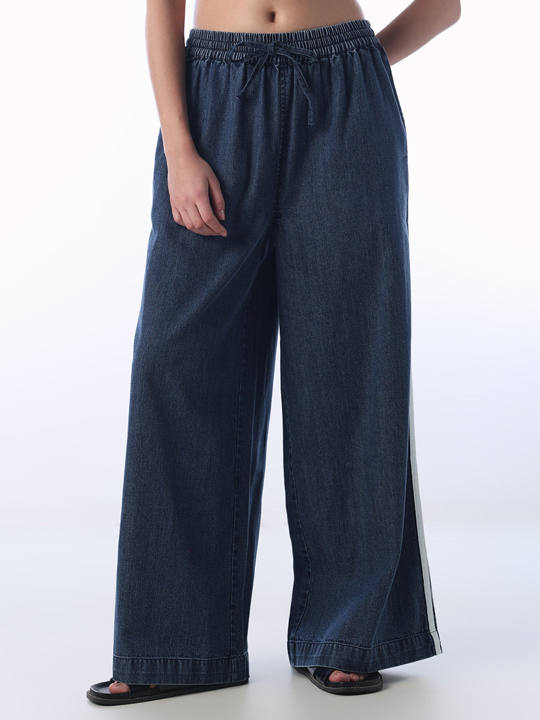 Dark Blue Wide Leg Palazzo Pants