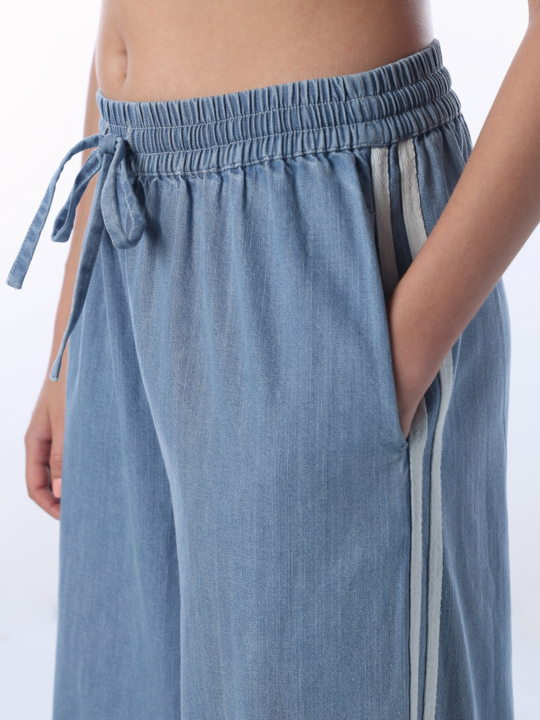 Drawstring Waist Loose Fit Denim Pants