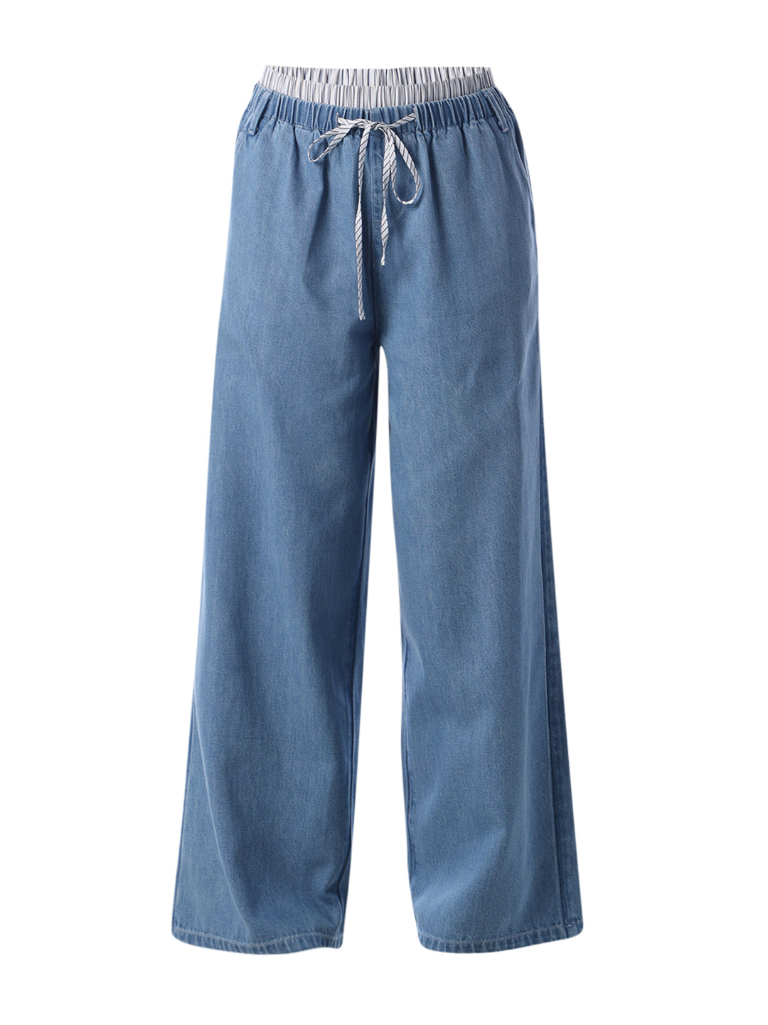 Elasticated Waist Wide-Leg Jeans