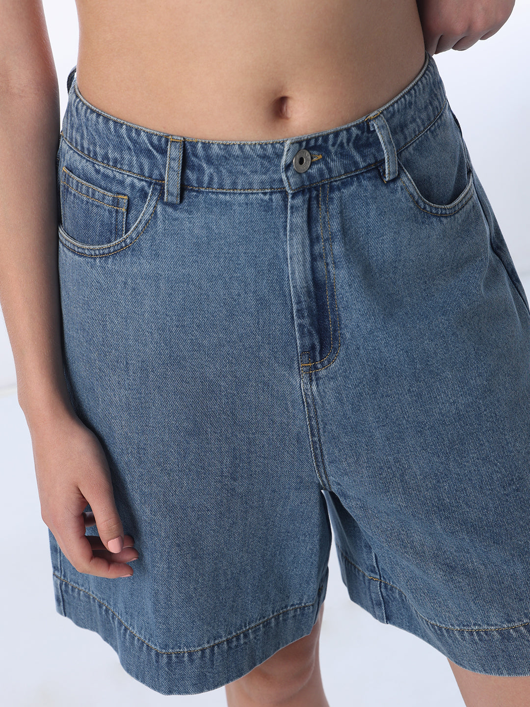 High Waist Relaxed Fit Jorts