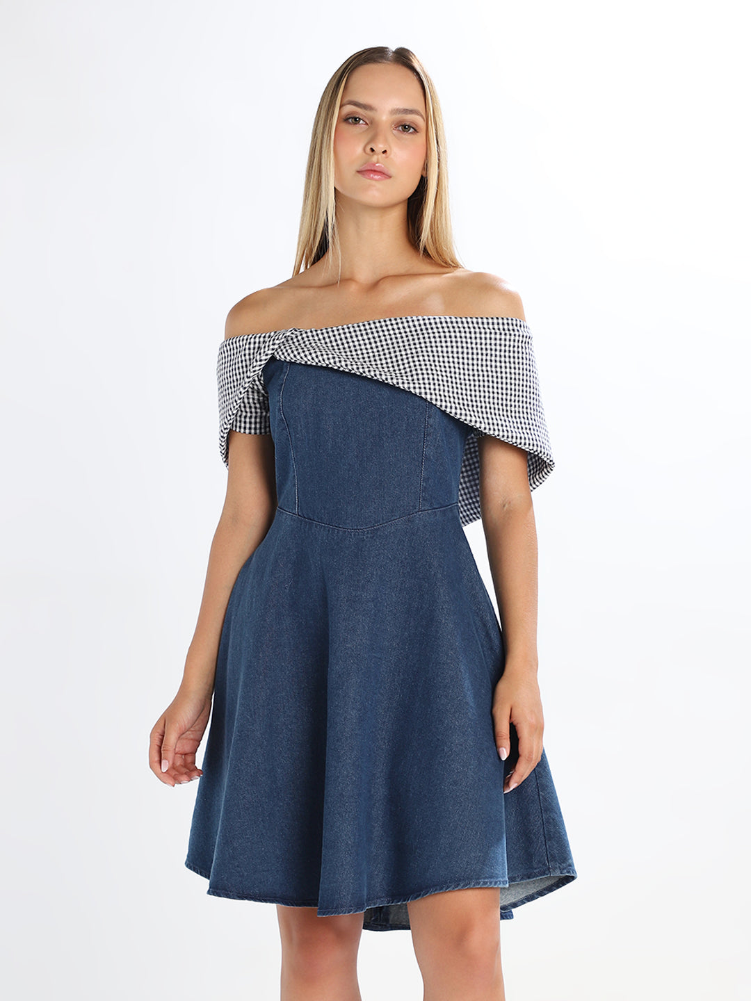 Off-Shoulder Denim Dress