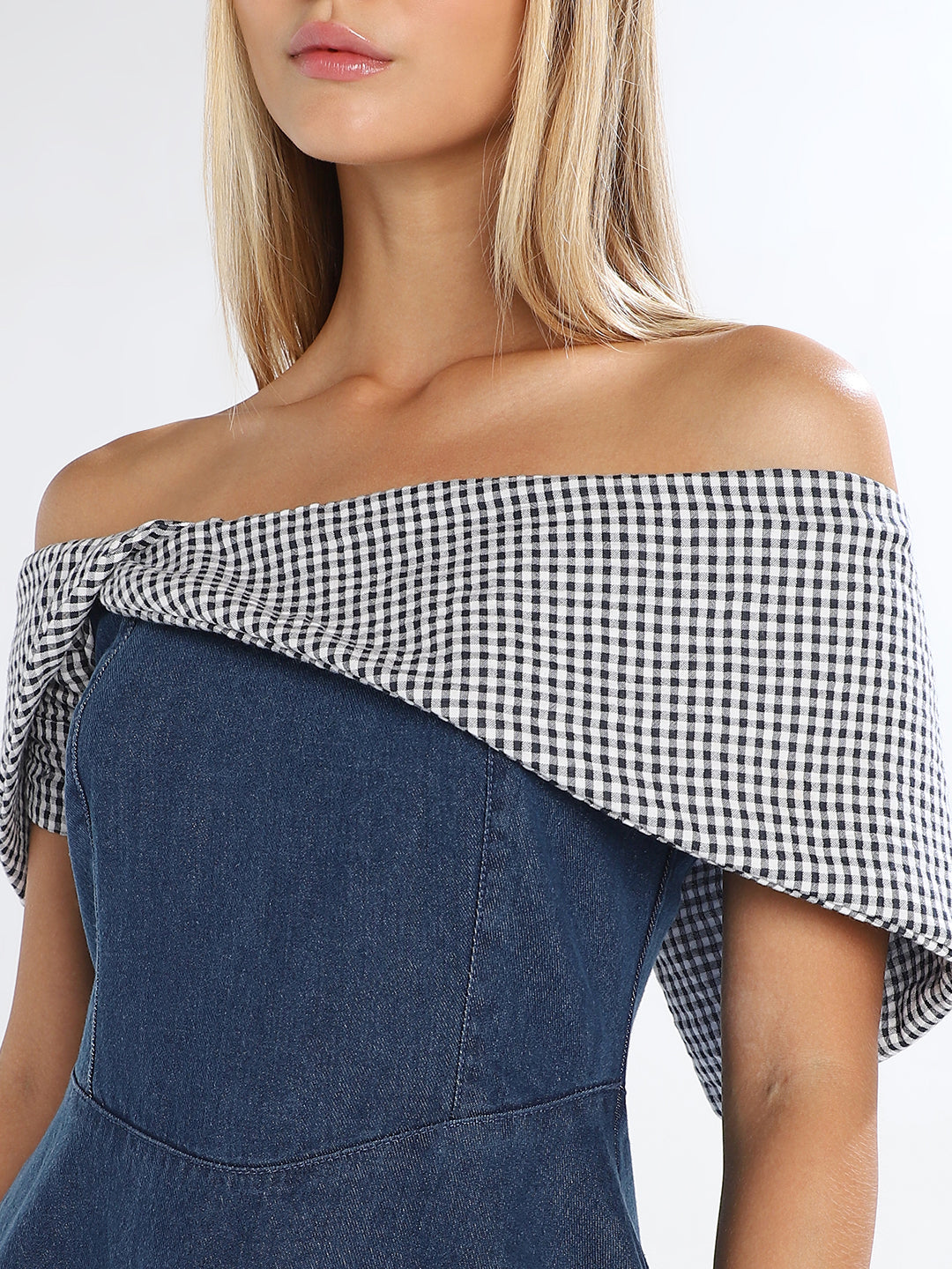 Off-Shoulder Denim Dress