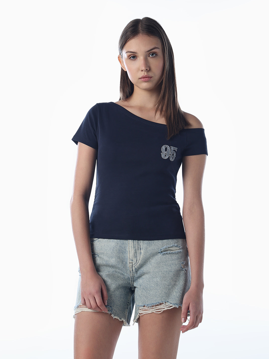 Off-Shoulder Printed T-Shirt