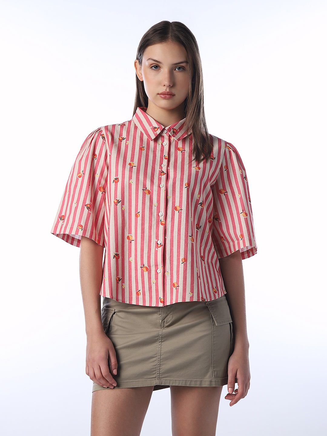 Puffed Sleeve Printed Shirt