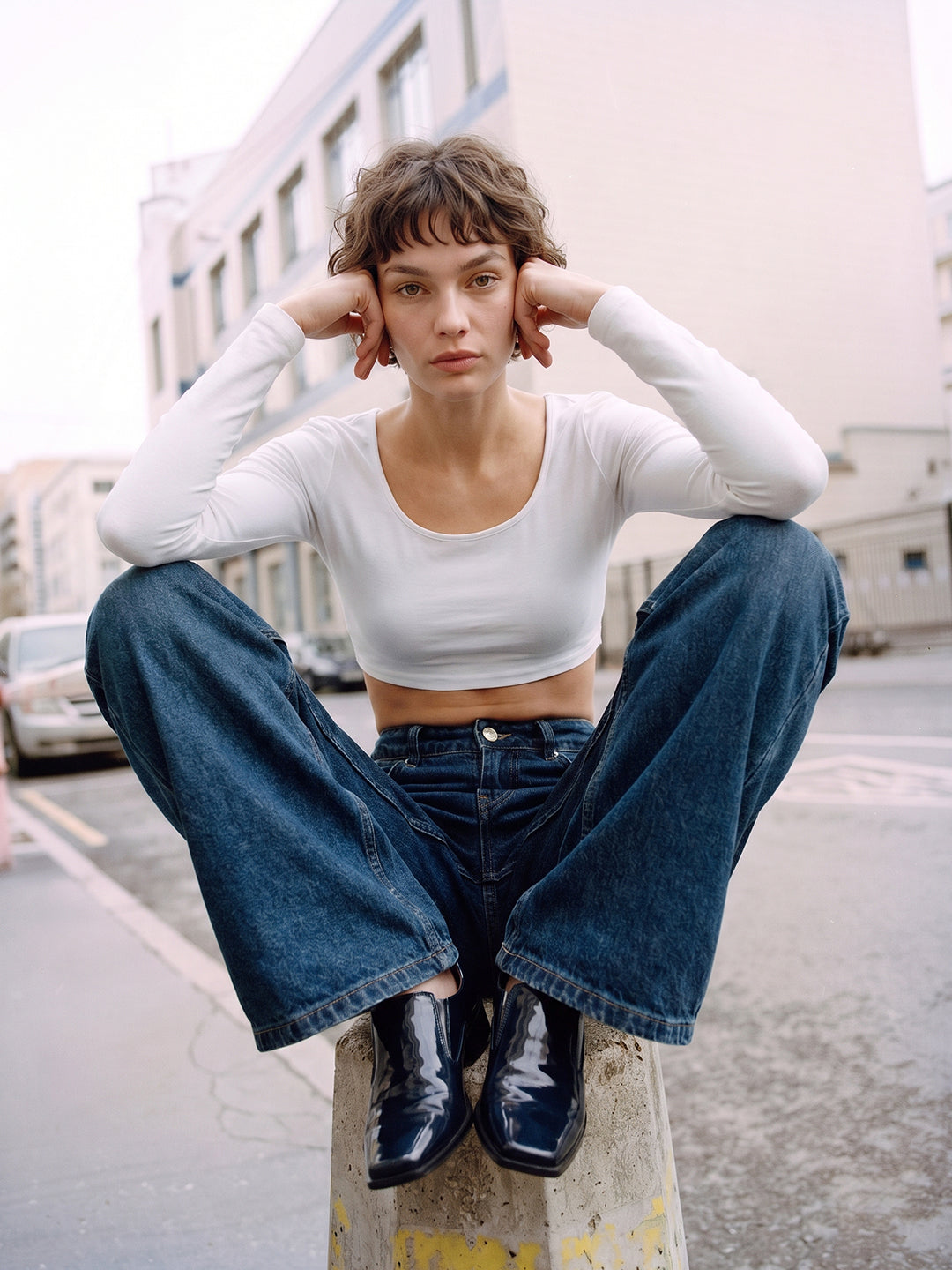 Blue Wide Leg Jeans