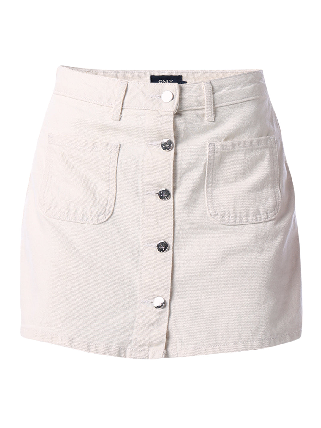 Ecru Buttoned Denim Skort