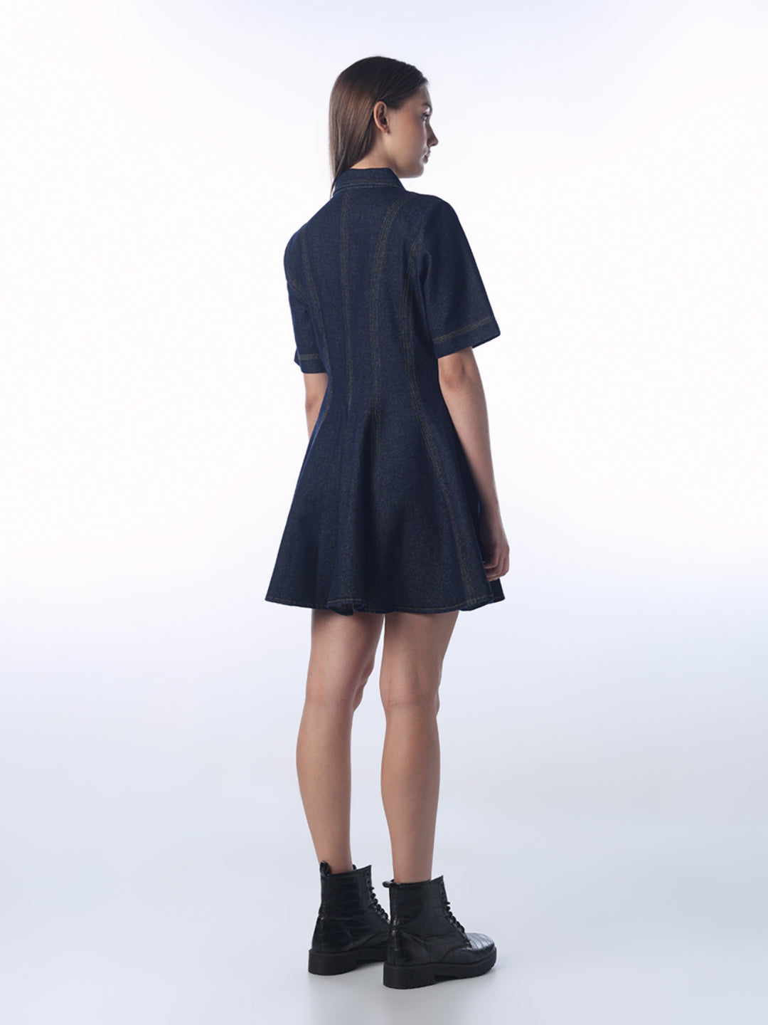 Flared Cotton Denim Dress