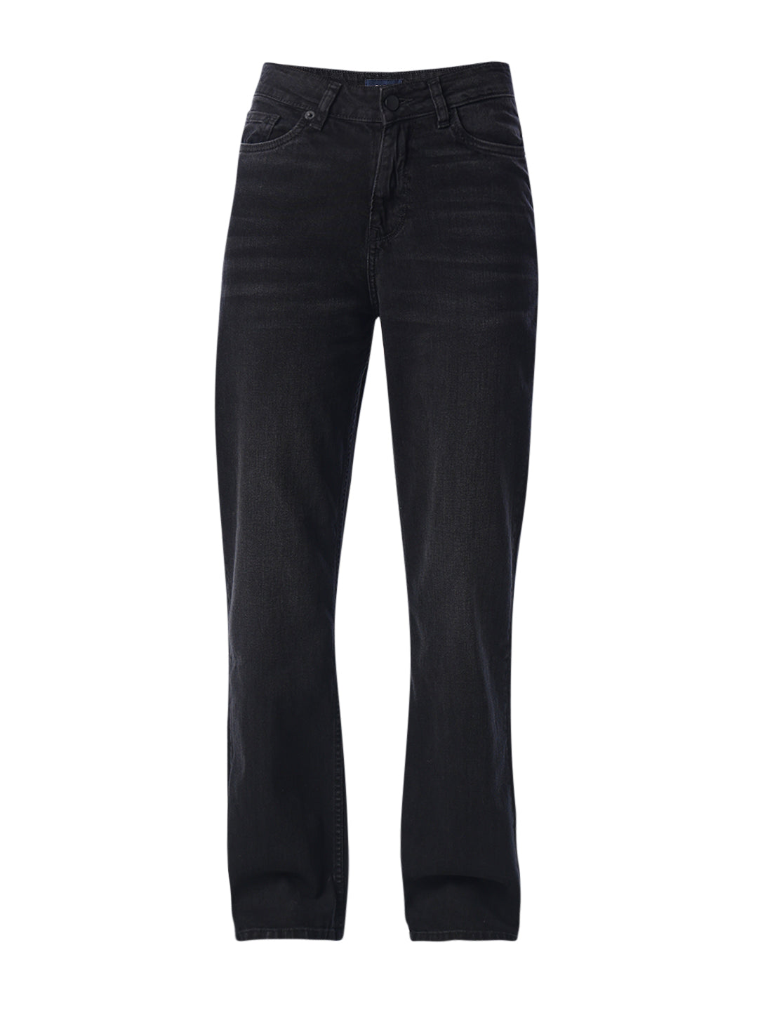 Black High Rise Straight Fit Jeans