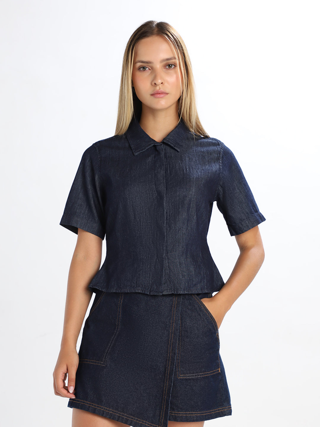 Cropped Denim Shirt