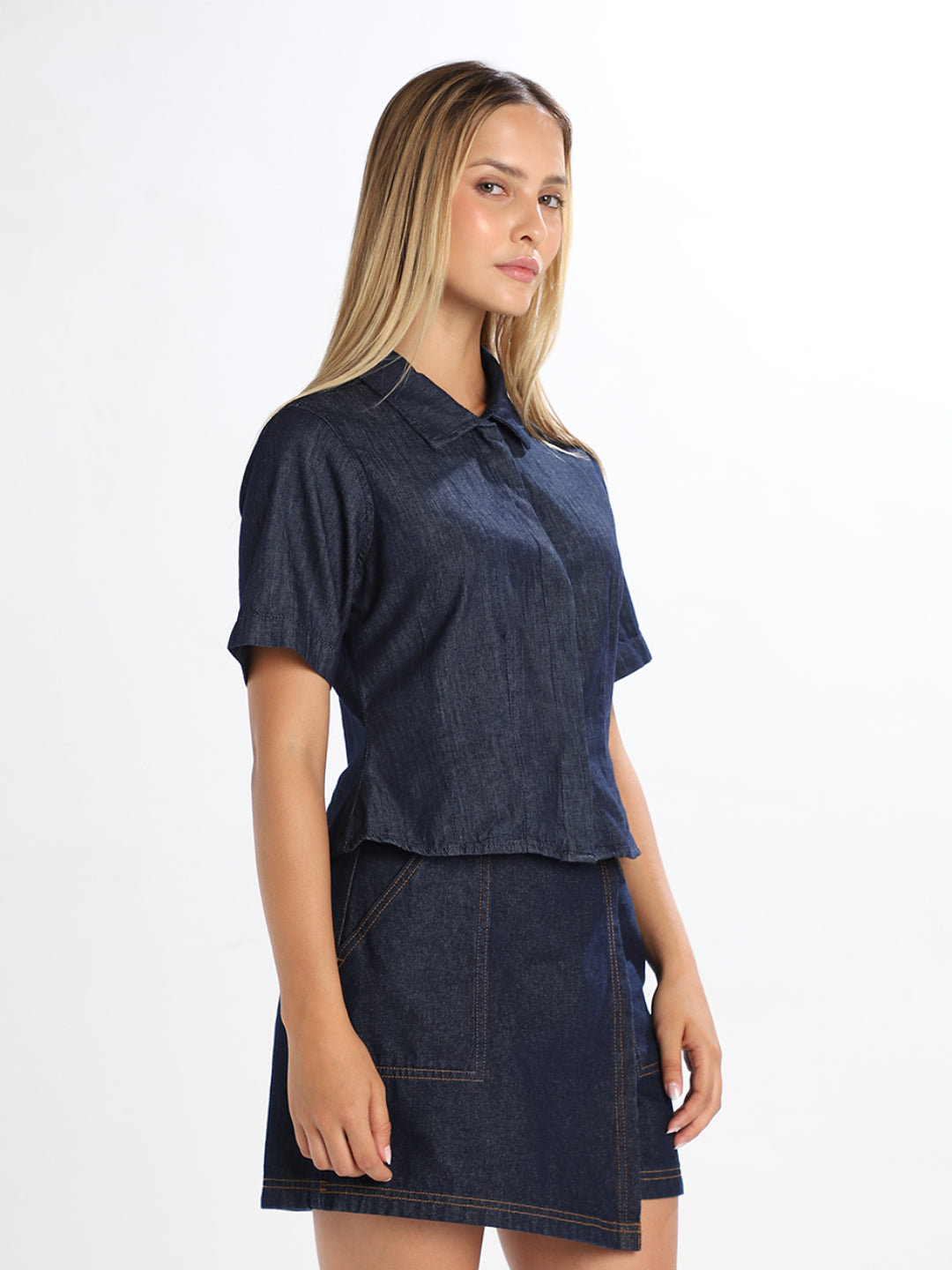 Cropped Denim Shirt