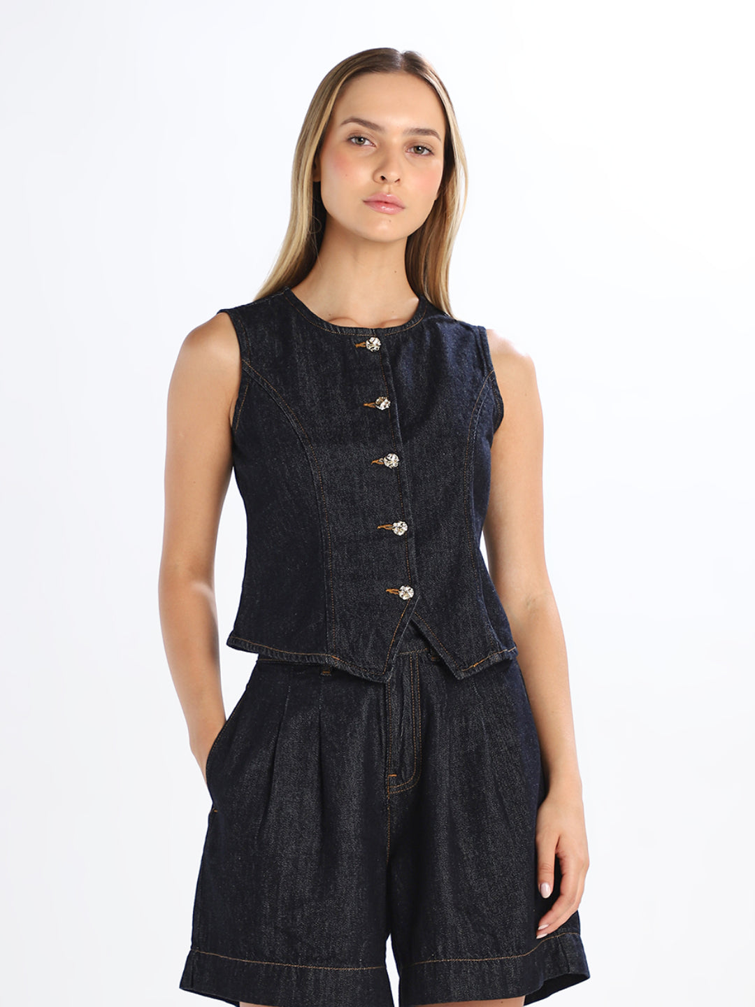 Dark Blue Denim Top