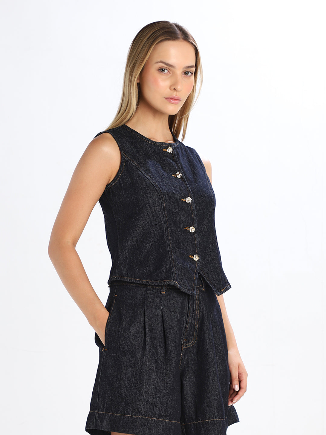 Dark Blue Denim Top