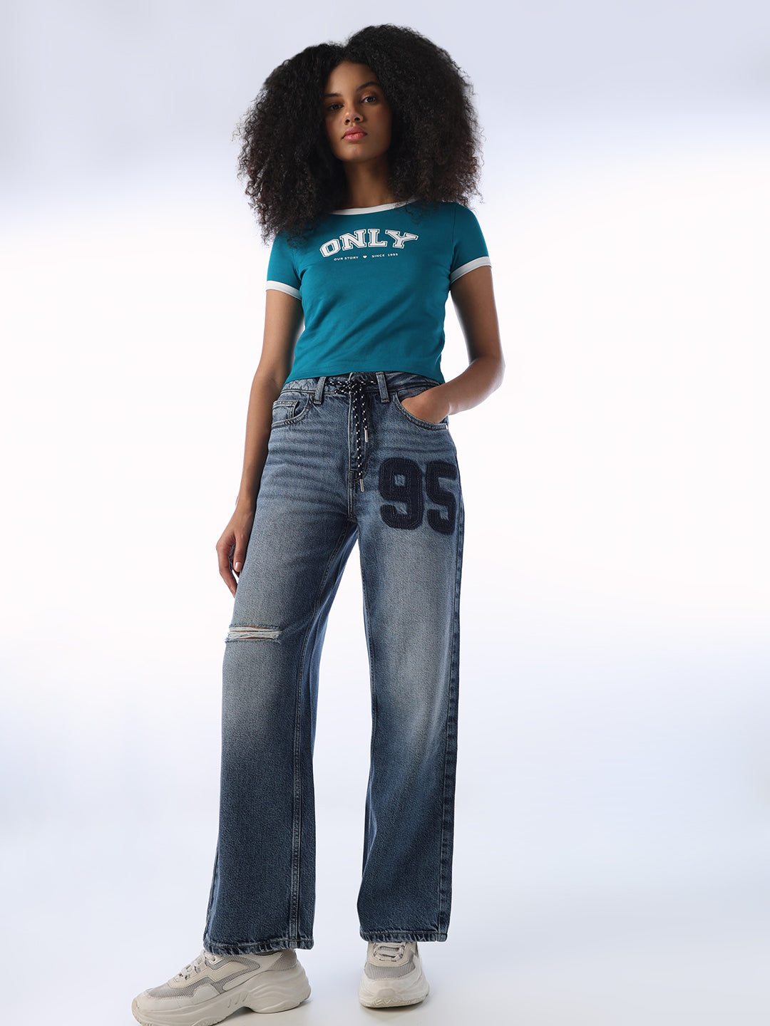 High Rise Mildly Distressed Jeans