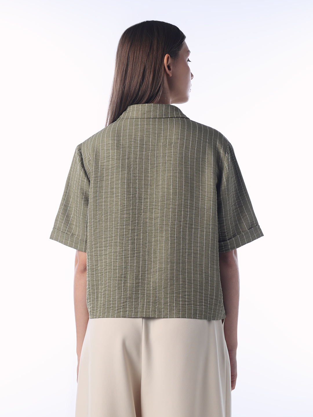 Dark Green Striped Shirt