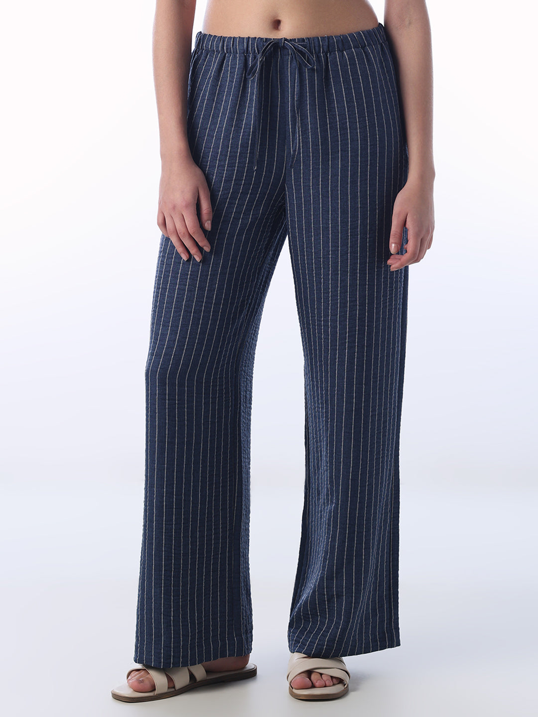 Striped Elasticated Wide Leg Pants