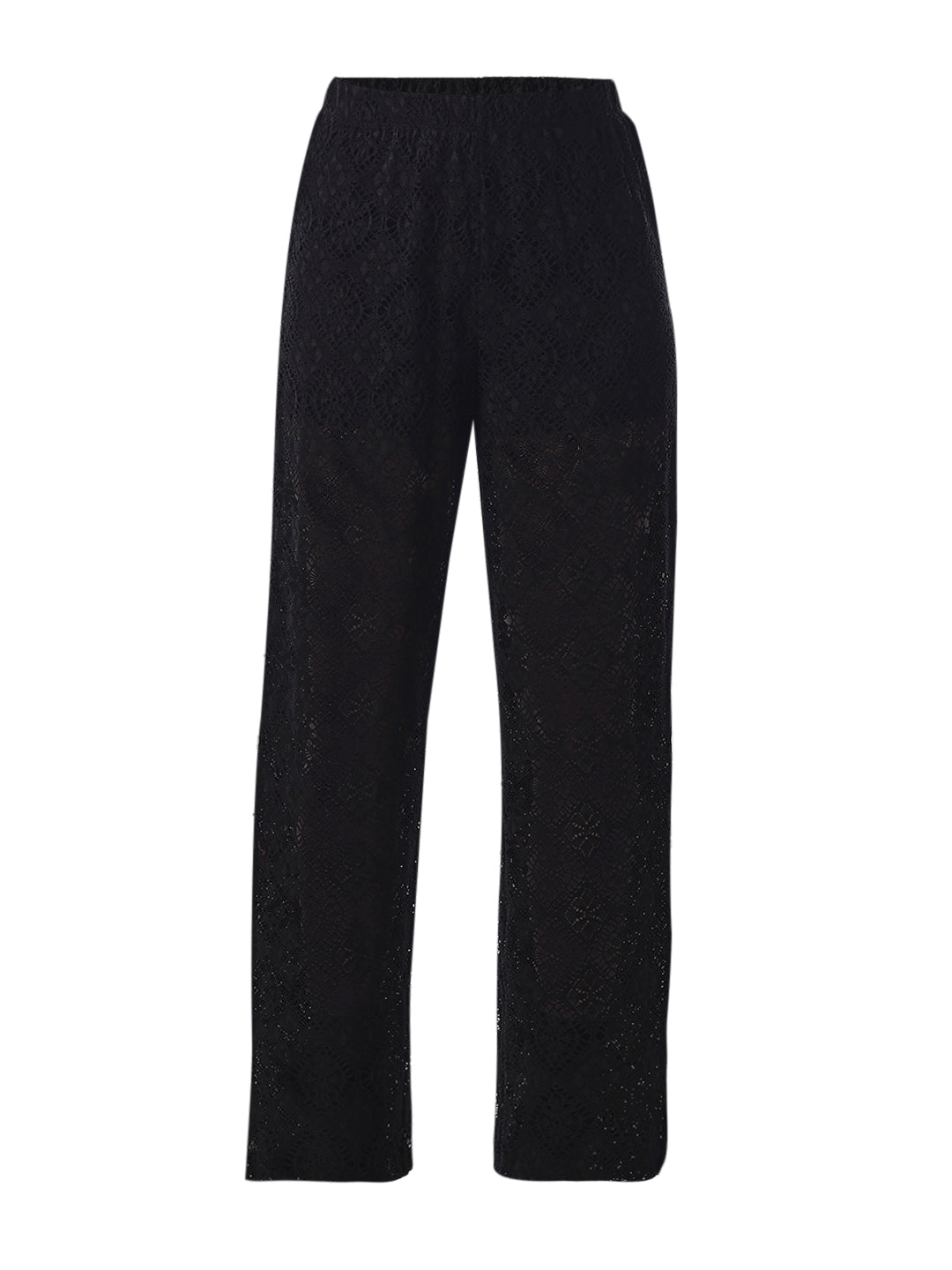 Black Lace Straight Fit Pants