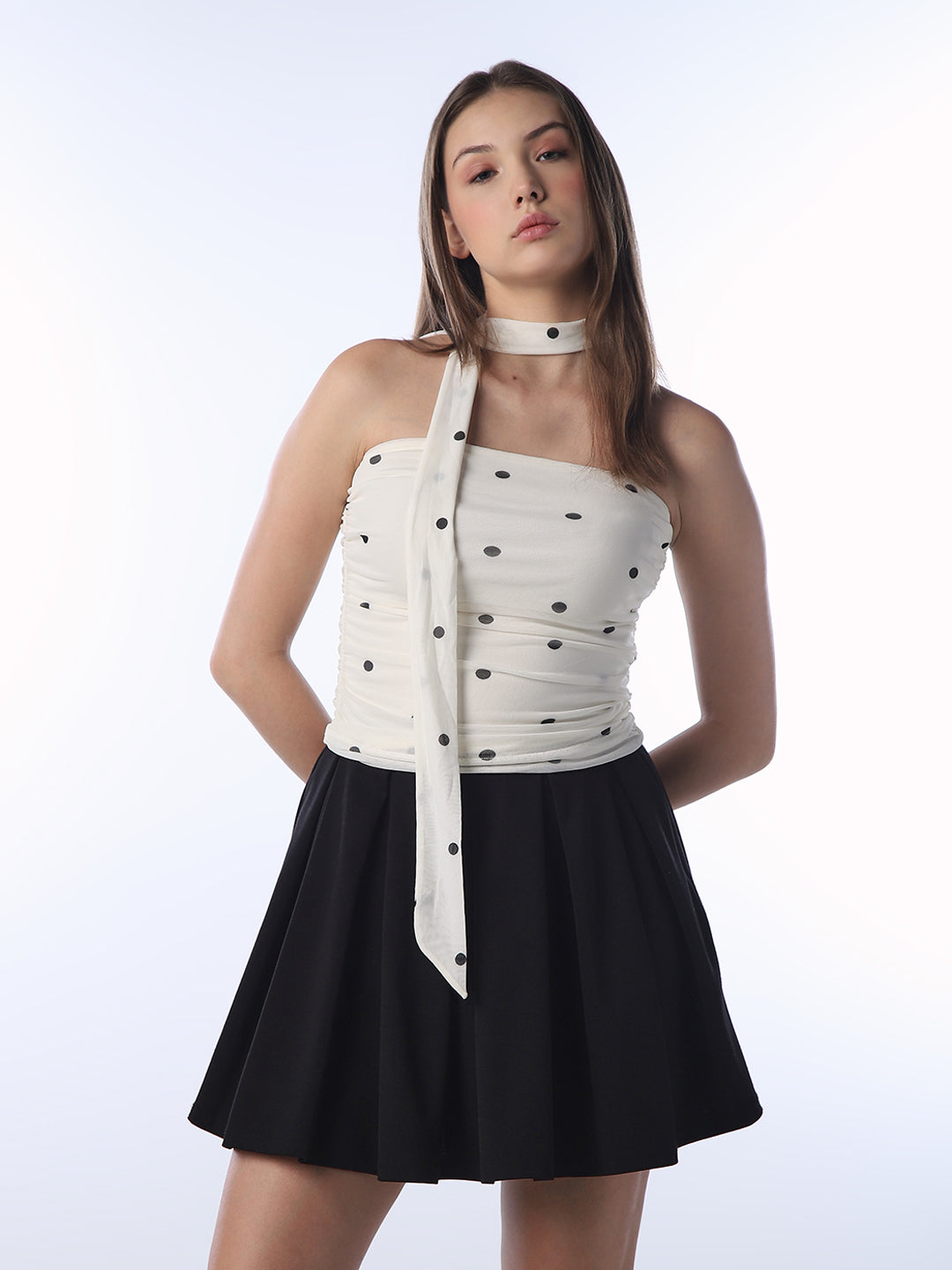 Polka Dot Mesh Tube Top