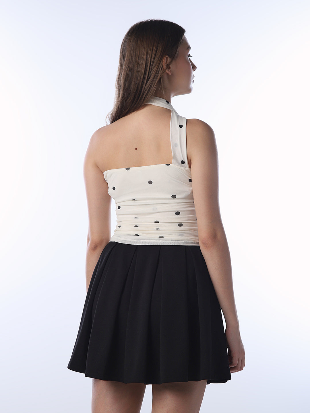 Polka Dot Mesh Tube Top
