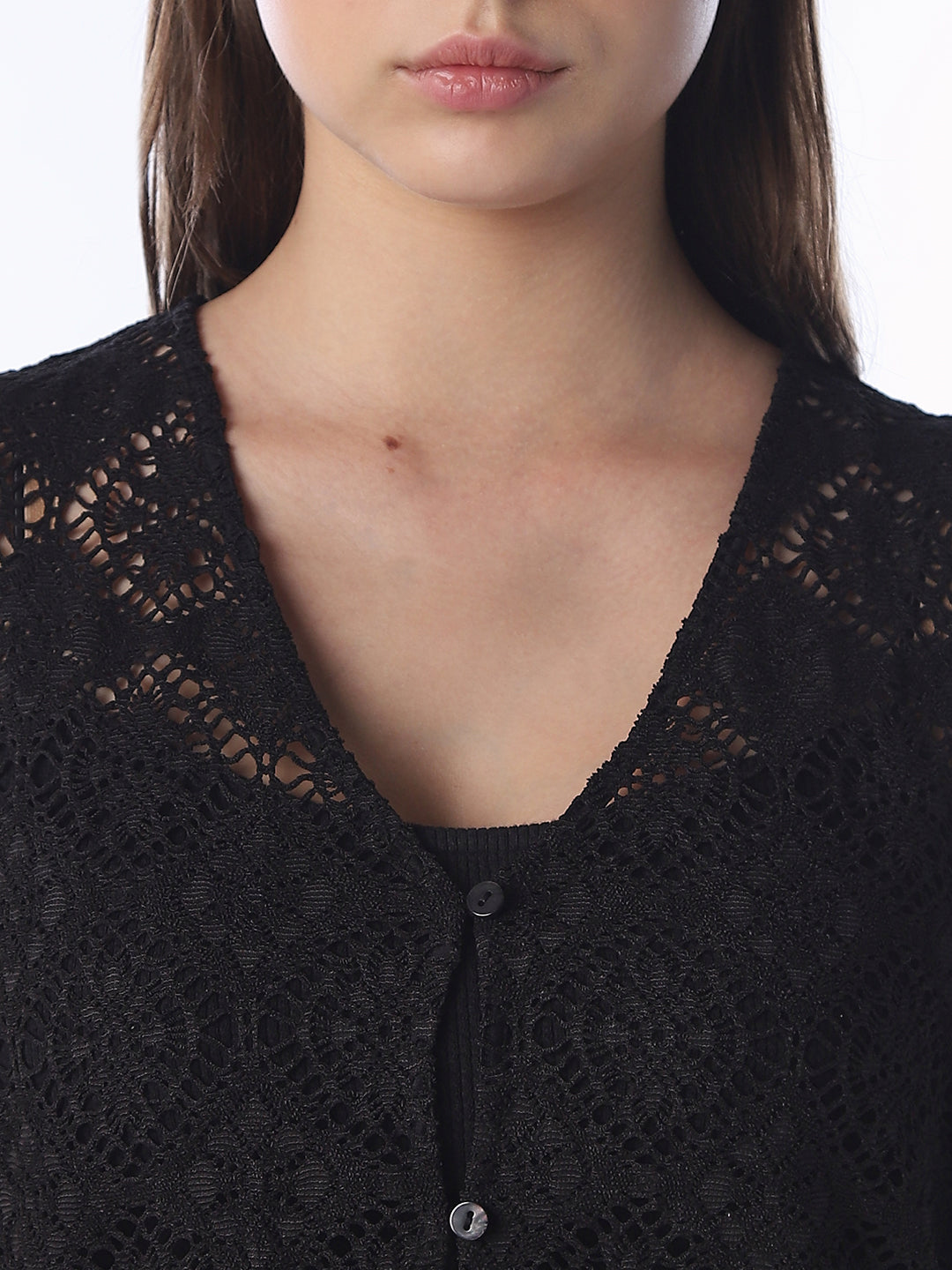 Black V-Neck Lace Top