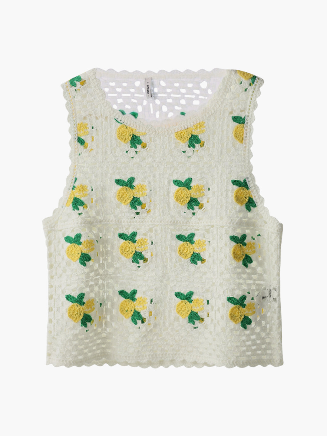 Lemon Crochet Print Top