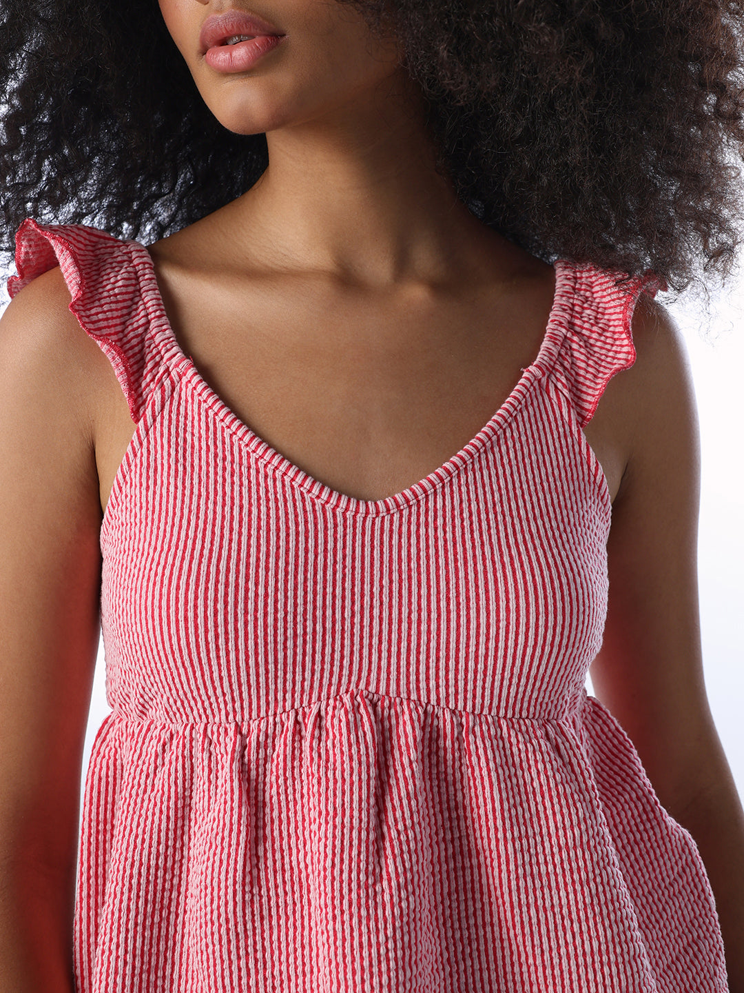Seersucker Peplum Top