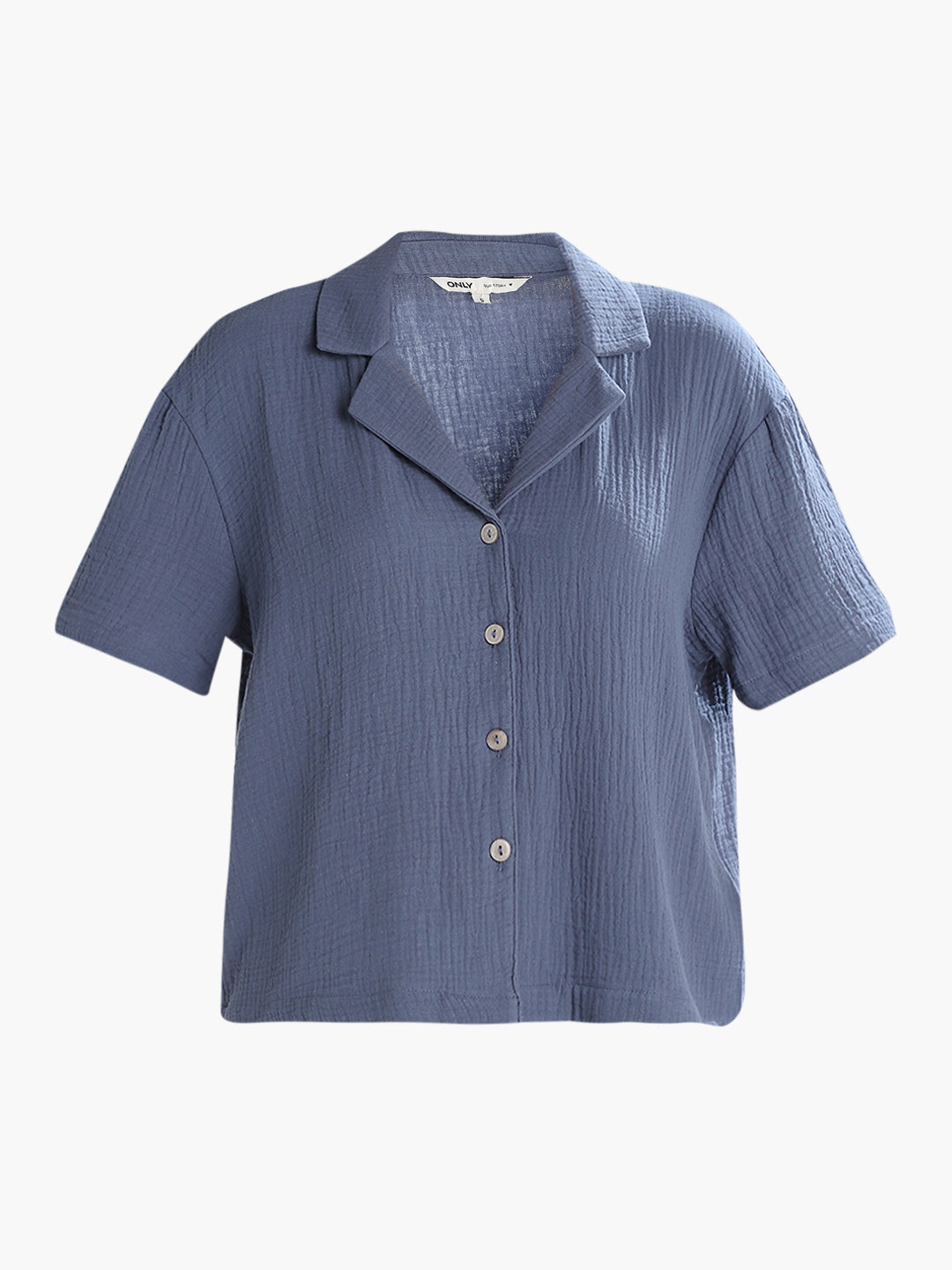 Blue Jacquard Loose Fit Shirt