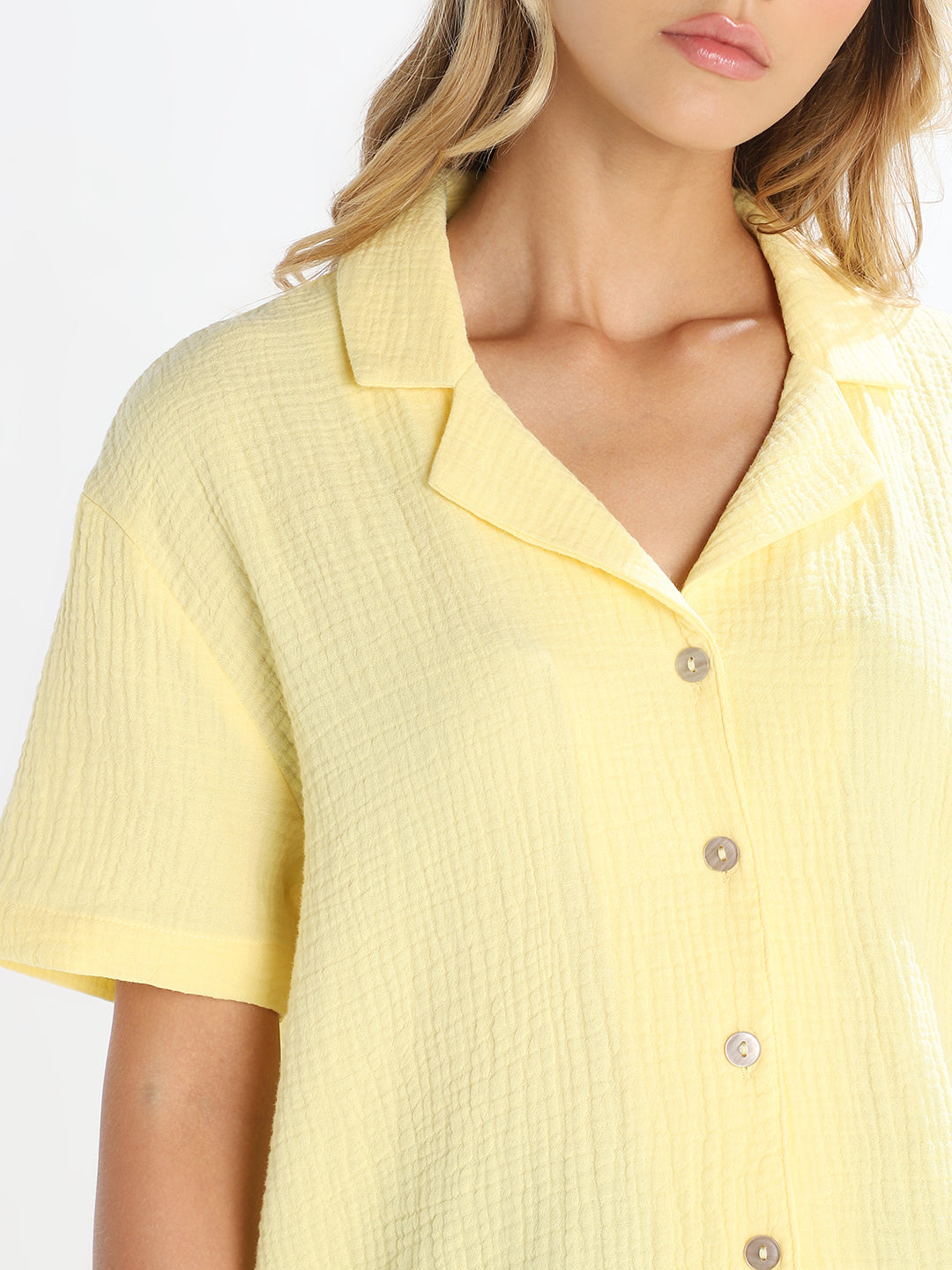 Yellow Jacquard Loose Fit Shirt