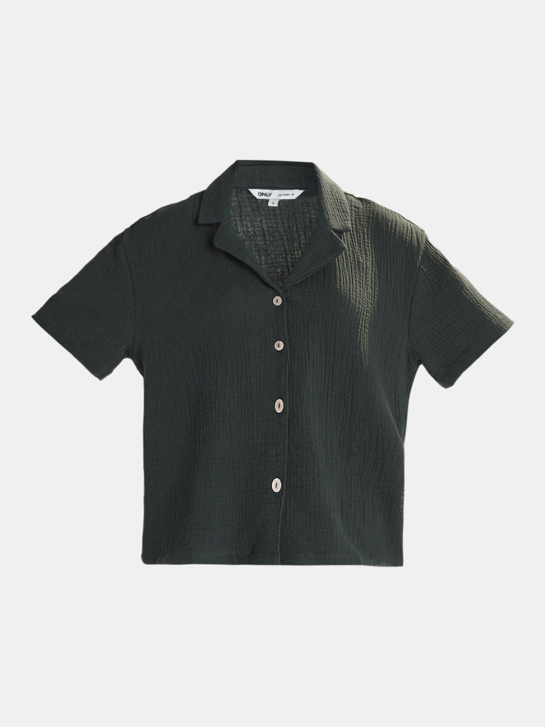 Black Textured Cropped Shirt