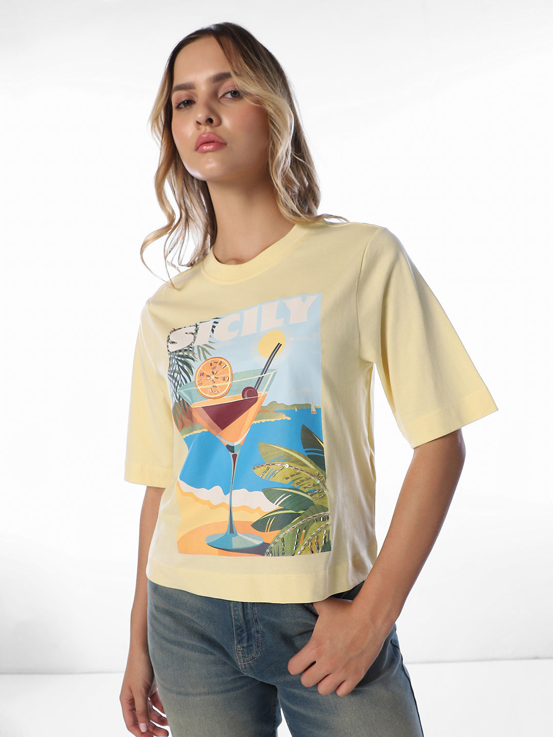 Yellow Printed T-shirt