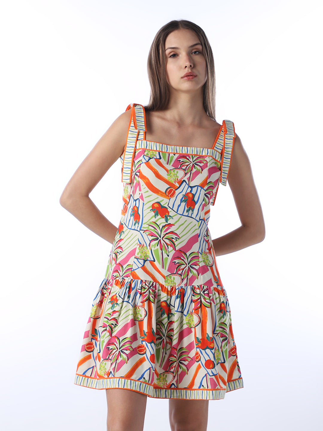 Printed Tie-Bow Dress