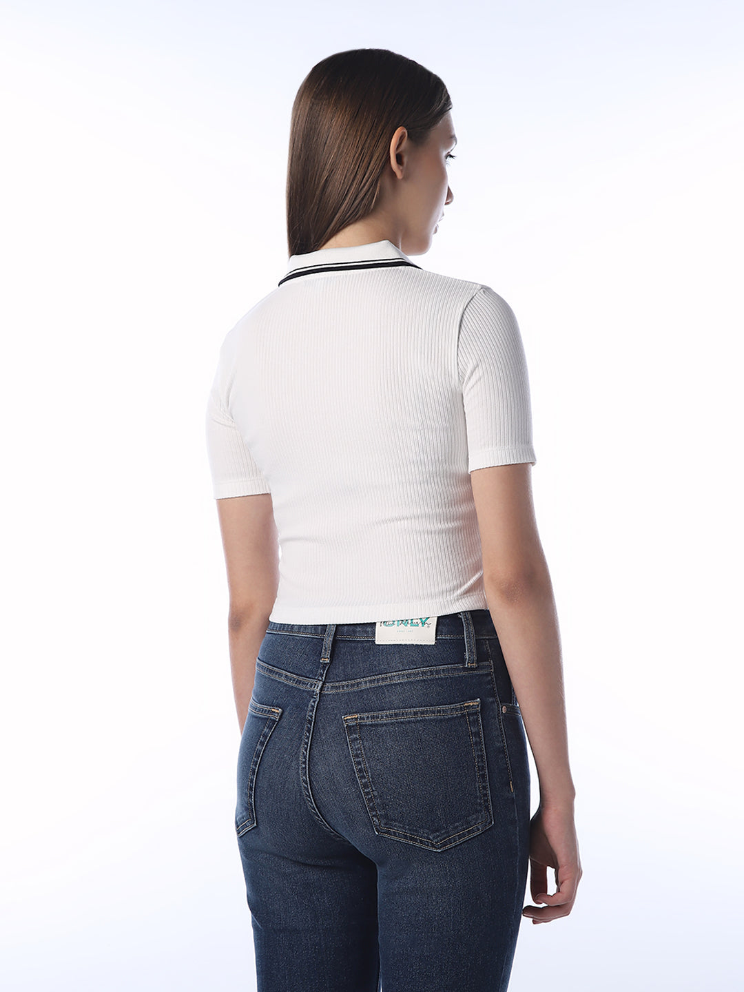 Ribbed Cropped Polo