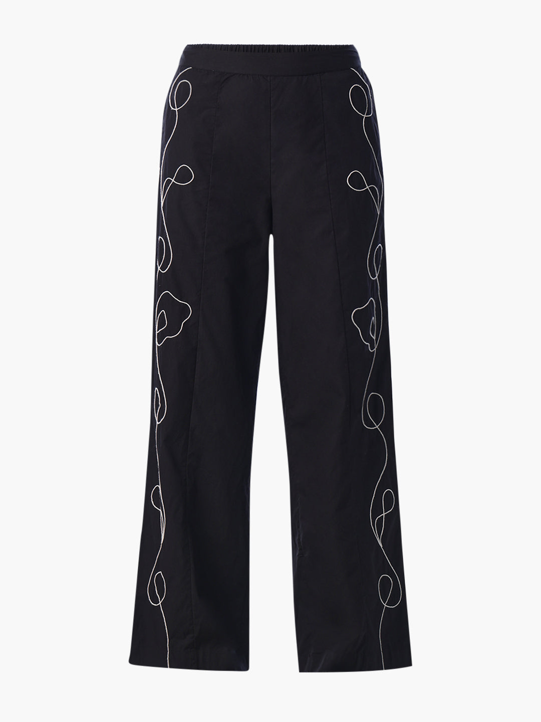 Black Cotton Printed Pants