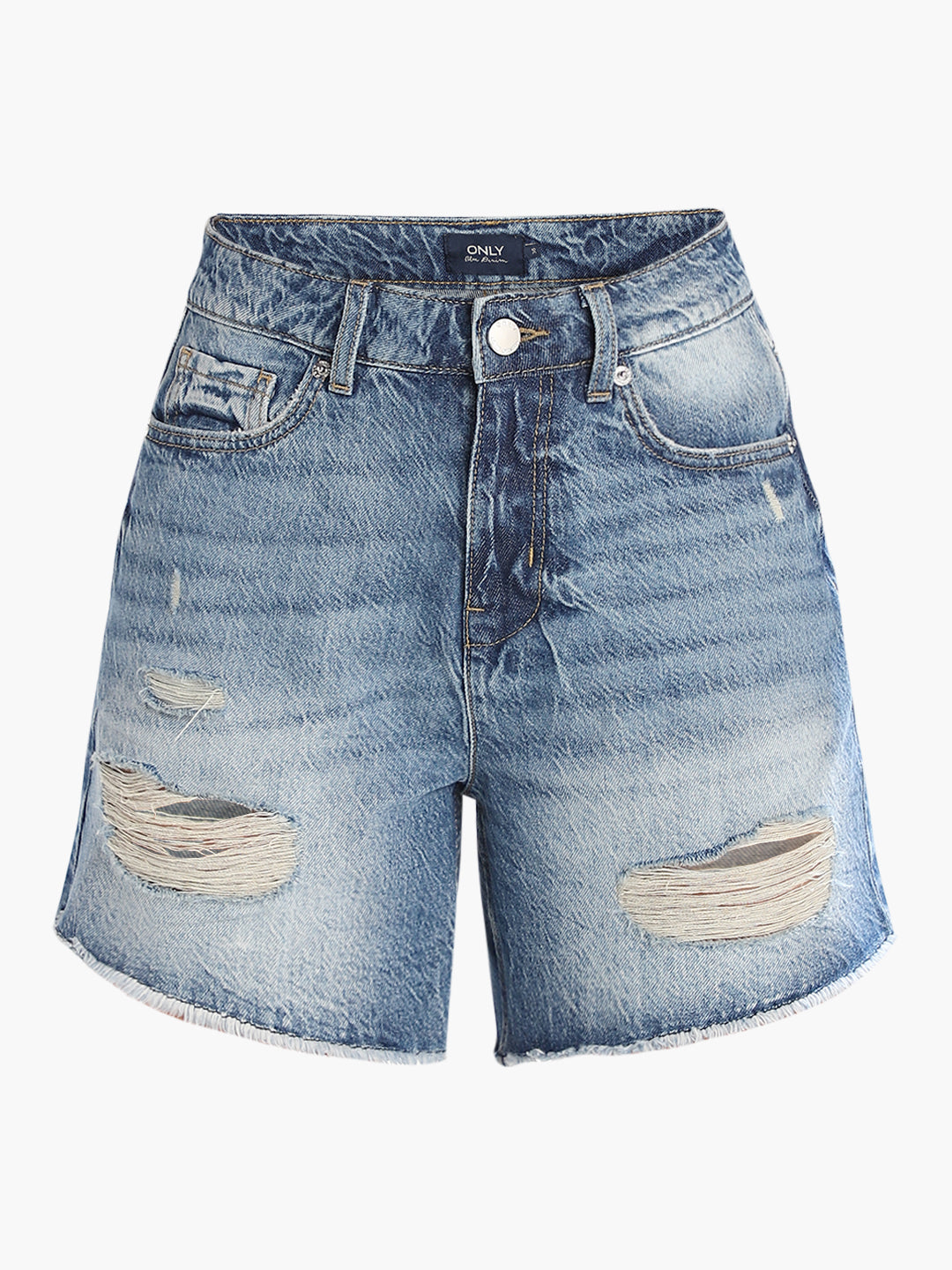 Blue Distressed Denim Shorts