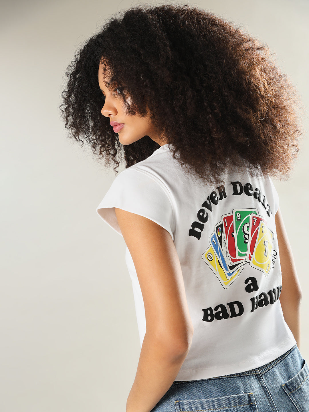 UNO X ONLY White Cropped Cotton T-shirt