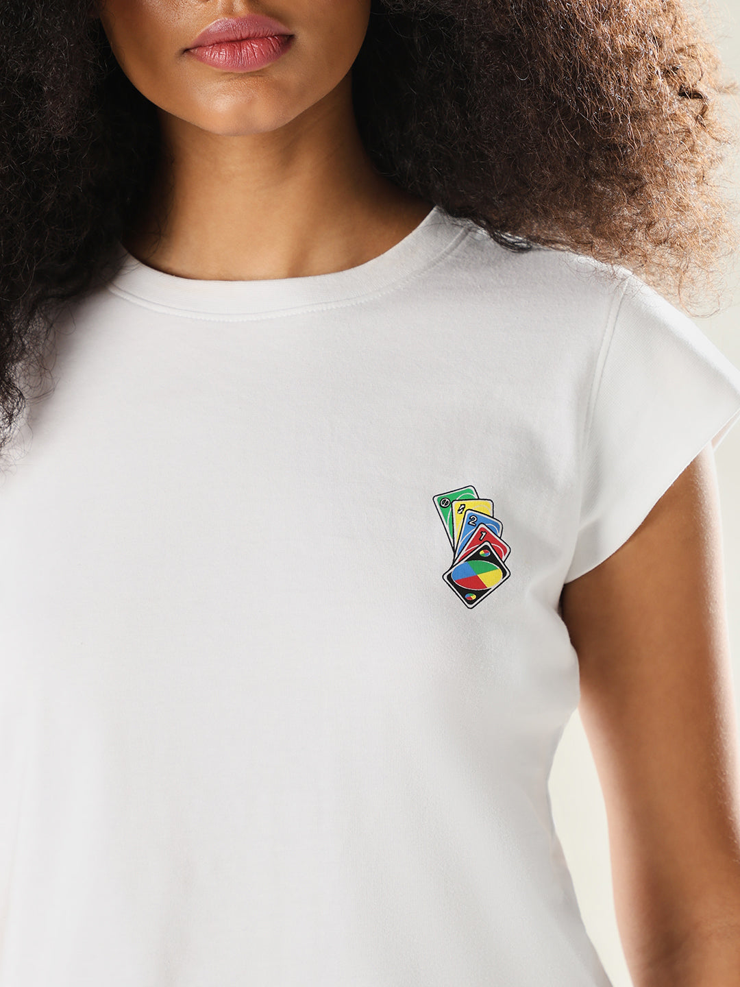 UNO X ONLY White Cropped Cotton T-shirt