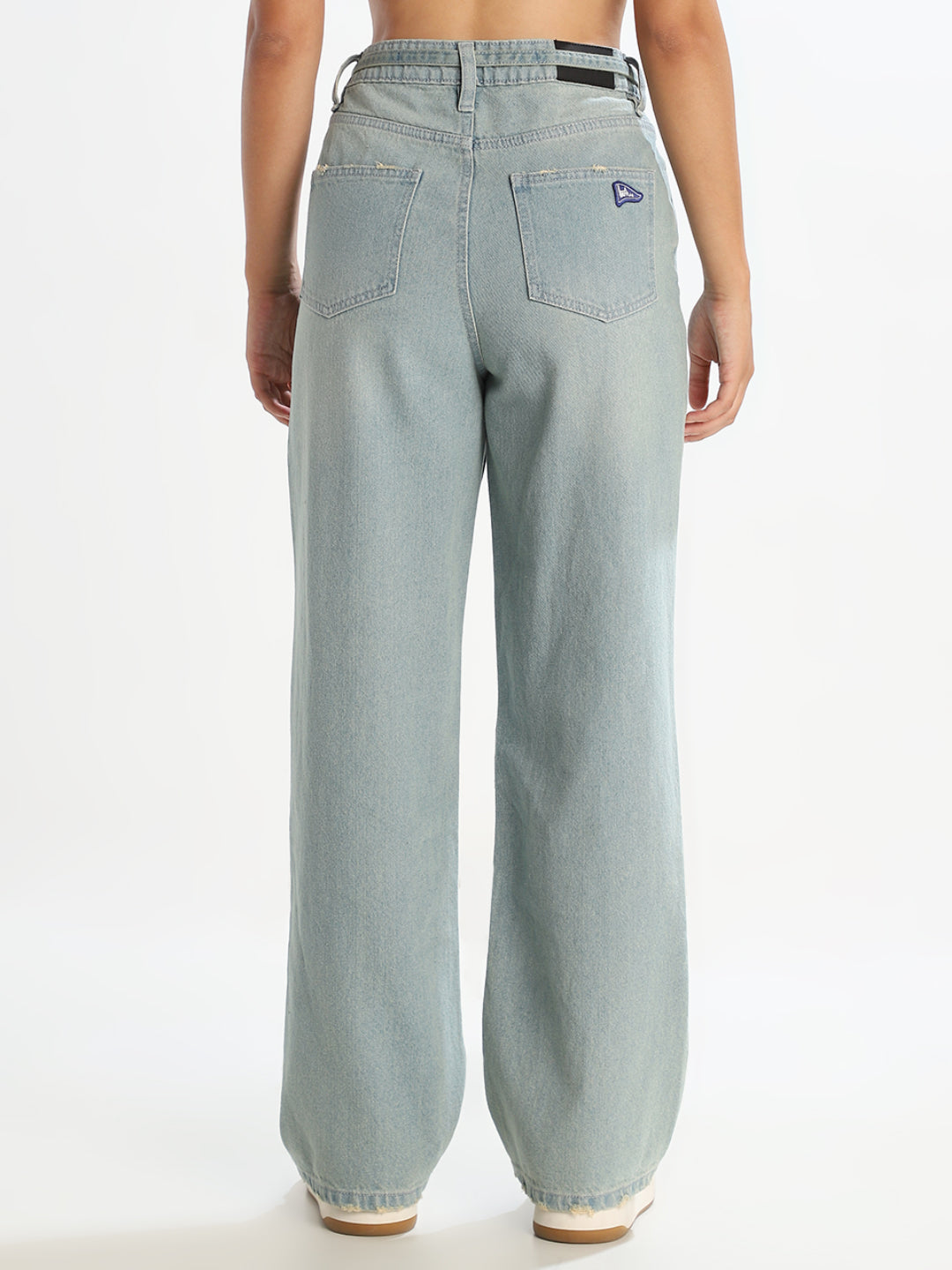 Patch Detail Straight Fit Jeans