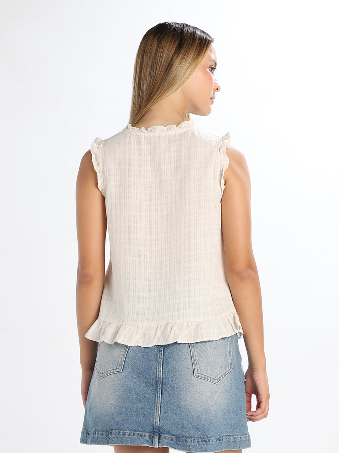 Embroidered V-Neck Top