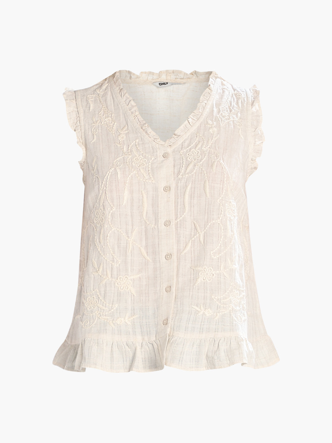 Embroidered V-Neck Top