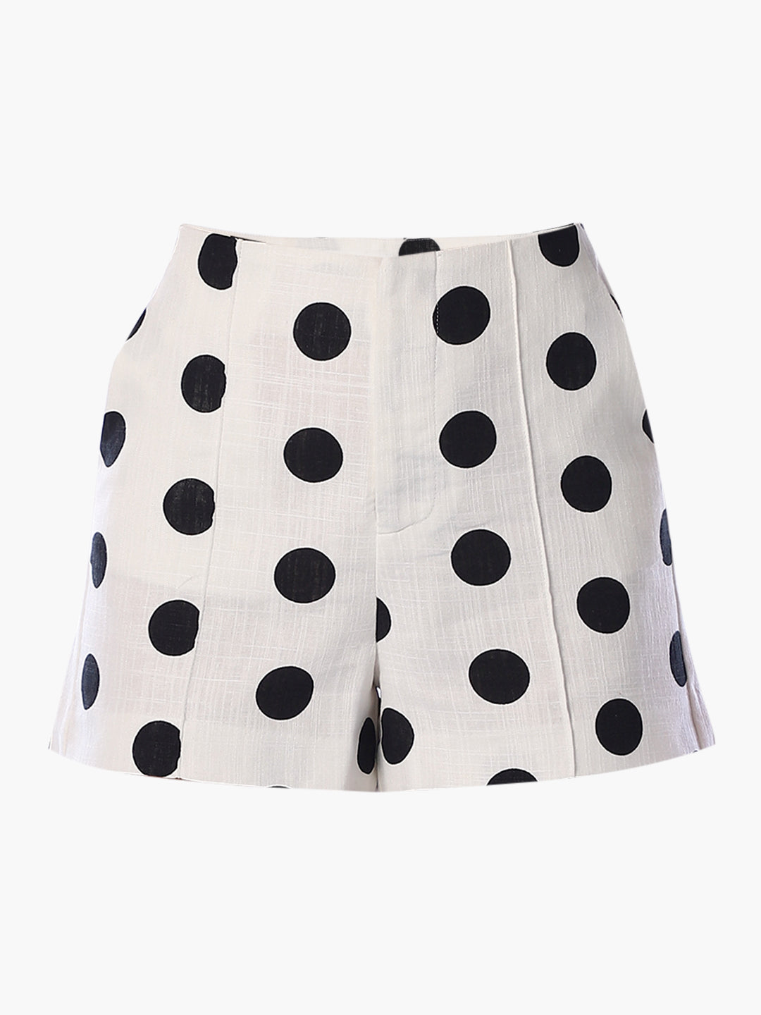 White Polka Dot Linen Shorts