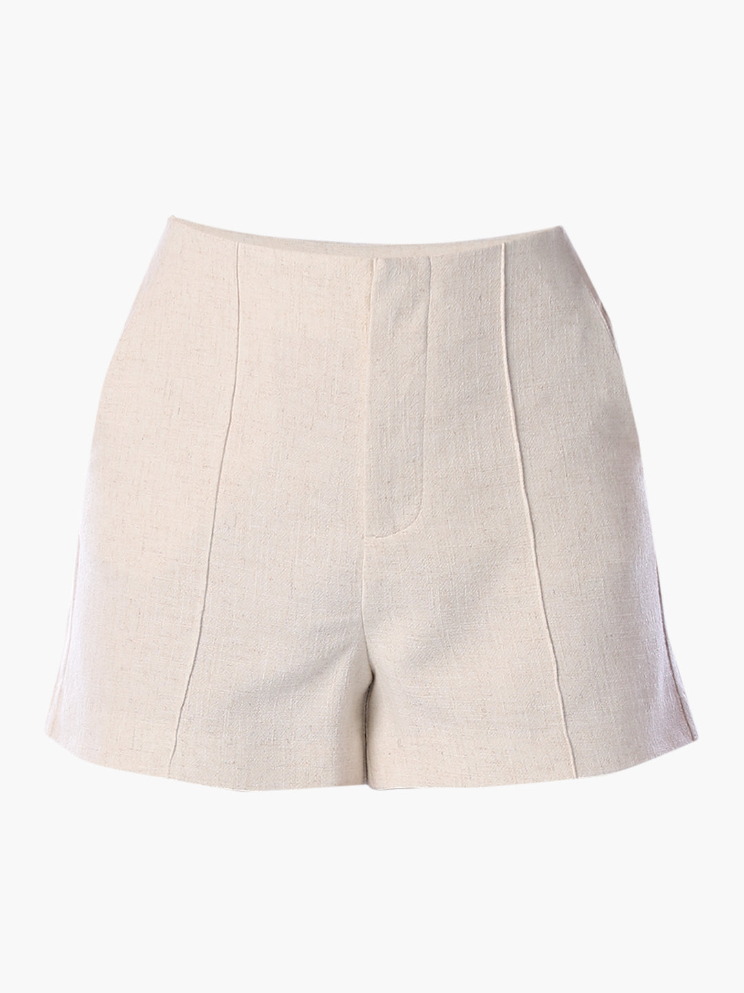 Beige Tailored Linen Blend Shorts